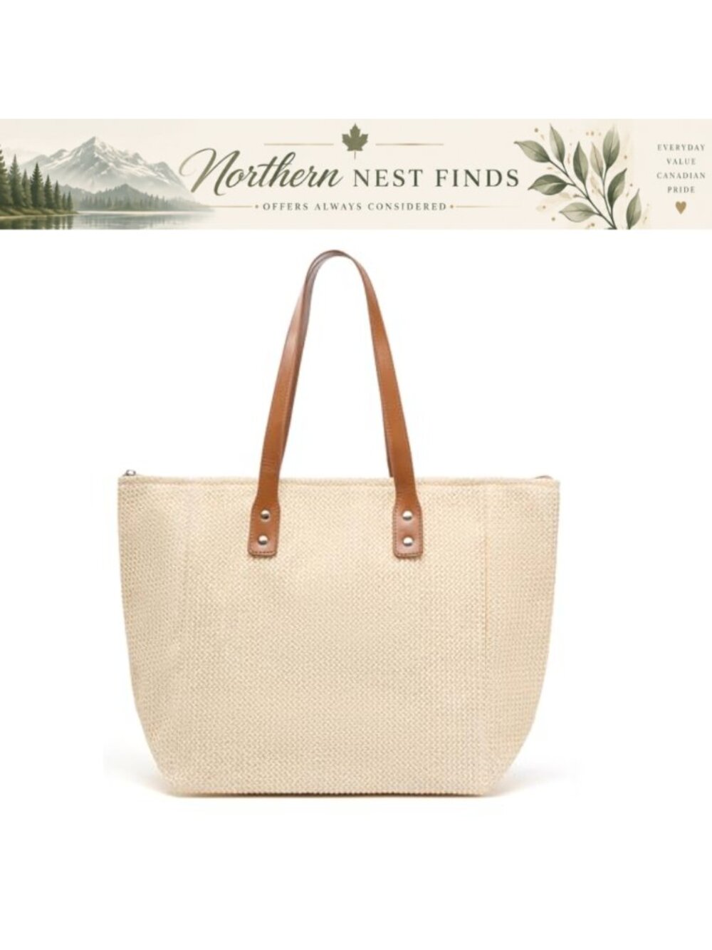PU Leather Shoulder Bag Woven Tote Top-Handle Large Work Bag